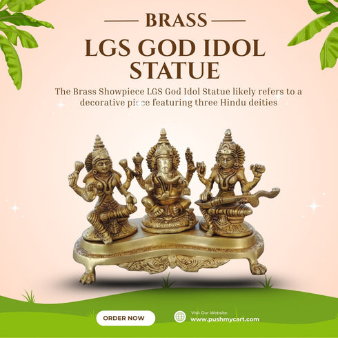 Brass Laxmi Ganesh God Idol Statue 1059g